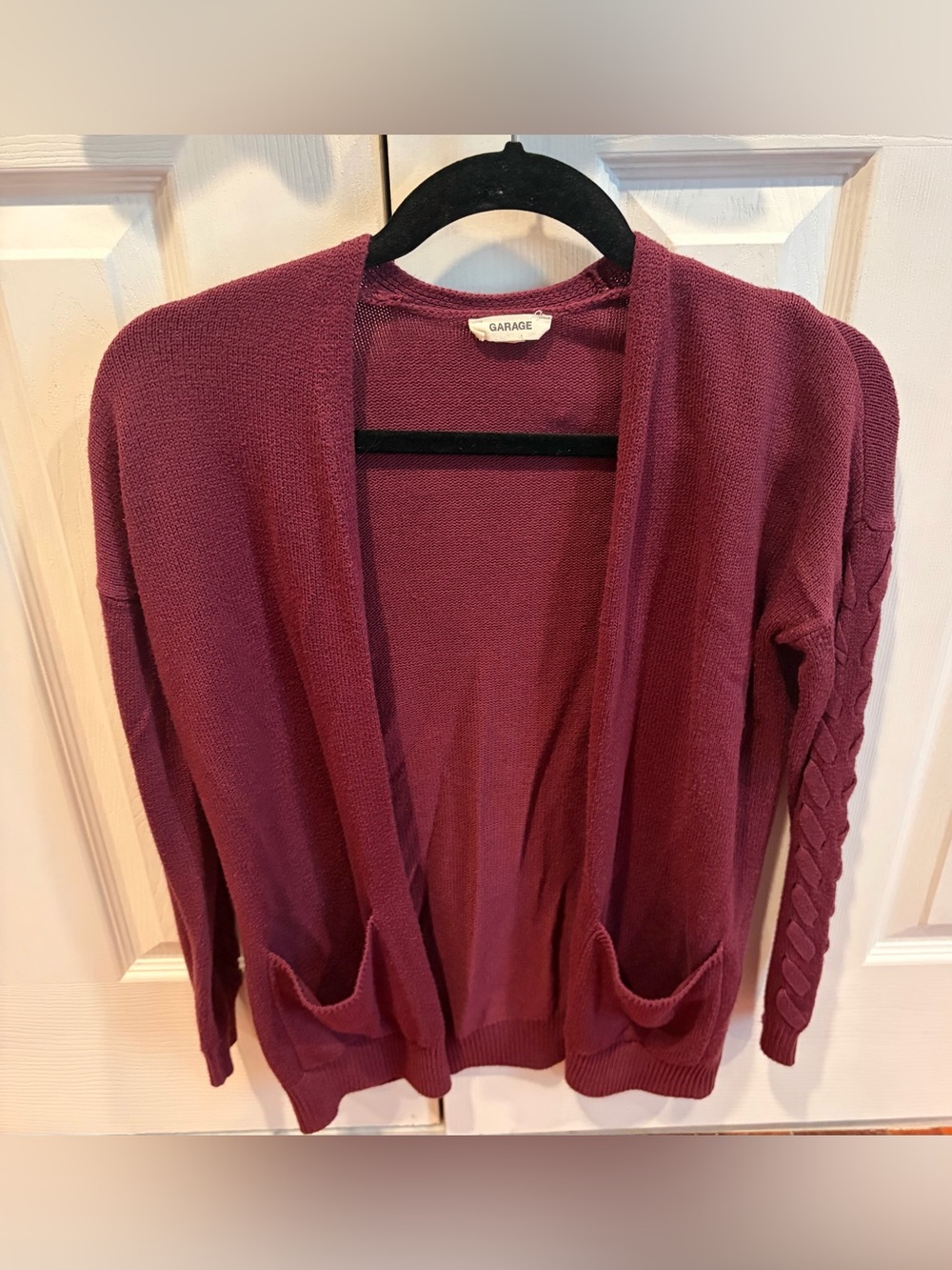 Garage Women's Open-Front Plum Cardigan Sweater - Medium
